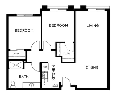 Architectural floor plan of a residential unit