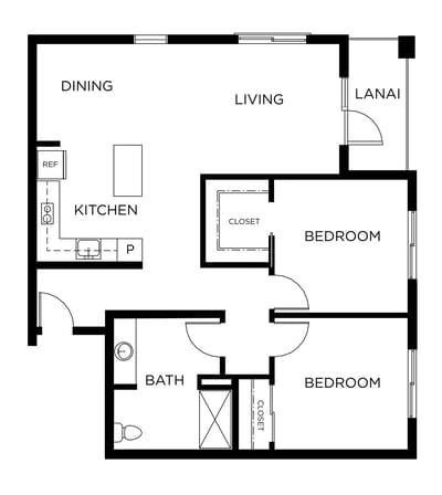 Architectural floor plan of a residential unit