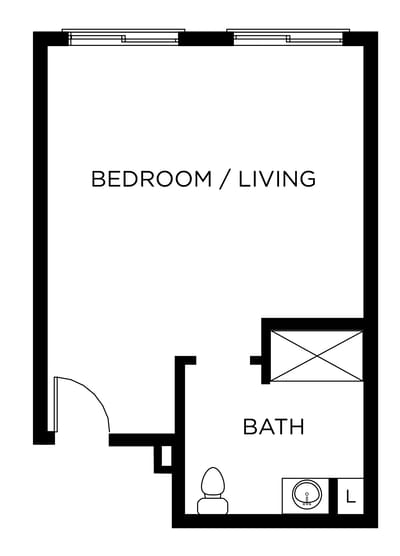 Architectural floor plan of a living area