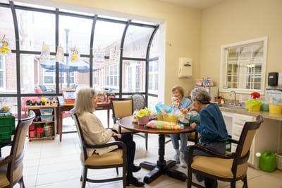 Residents participating in an activity in a common area