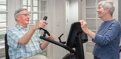 Residents engaging in fitness activity together