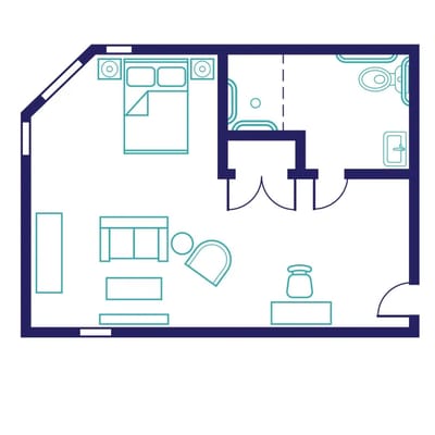 Architectural floor plan of a resident unit