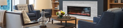 Cozy common area with a fireplace and seating