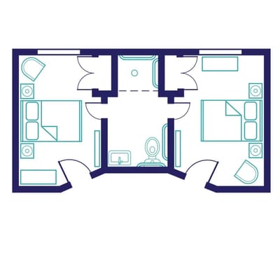 Architectural floor plan of a resident unit