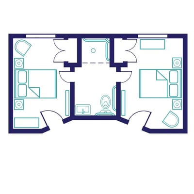 Architectural floor plan of a resident suite