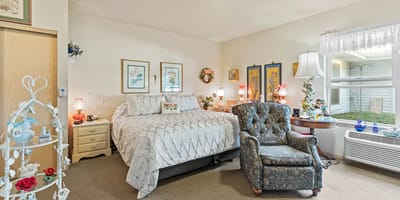Cozy bedroom interior with decorative furnishings