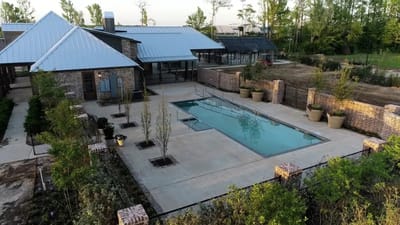 Outdoor pool area at the assisted living facility