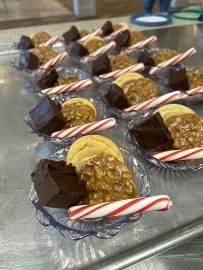 Assorted desserts arranged on a tray