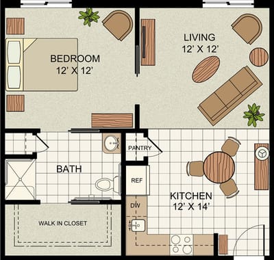 Architectural floor plan layout of a unit