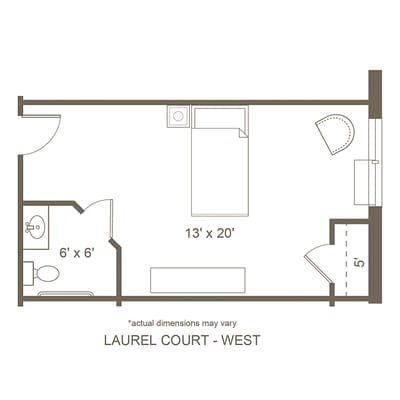 Architectural floor plan of a resident room