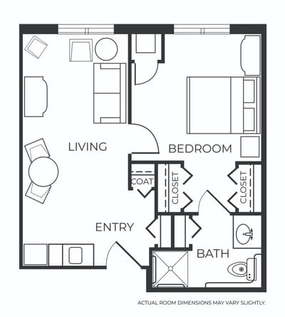 Architectural floor plan of a resident room