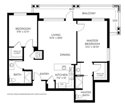 Architectural floor plan of a living space