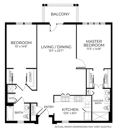 Architectural floor plan of a unit layout
