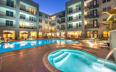 Beautiful outdoor pool area with lounge chairs