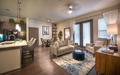 Bright and modern living room in the facility