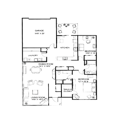 Architectural floor plan of a unit layout