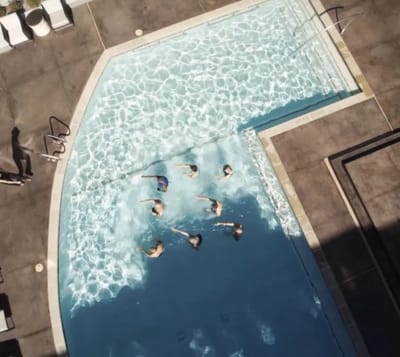 Residents enjoying the swimming pool area