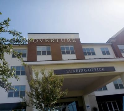 Leasing office entrance of Overture Plano Apartment Homes