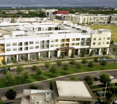 Aerial view of Overture Plano Apartment Homes