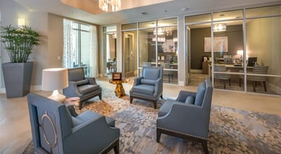 Common area in a modern assisted living facility