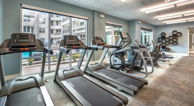 Fitness center with treadmill and elliptical machines