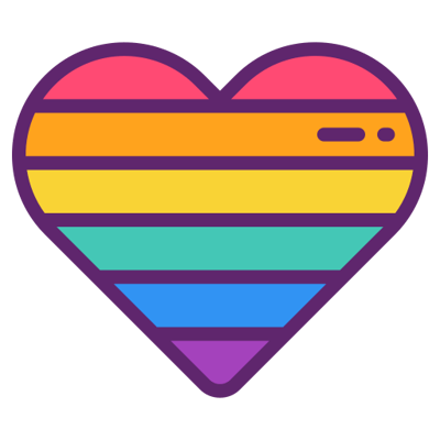 Stylized rainbow heart graphic