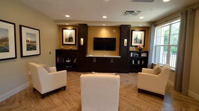 Bright common area with comfortable seating