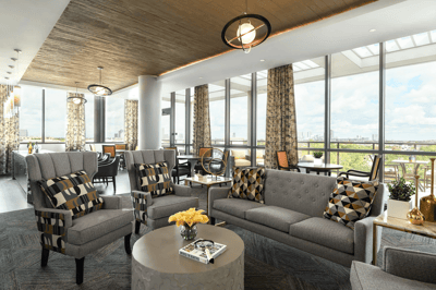Bright and inviting interior lounge with comfortable seating