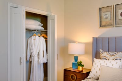 Well-decorated resident room with a warm ambiance