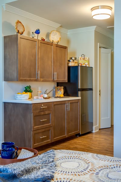 Well-equipped kitchenette in a resident's space