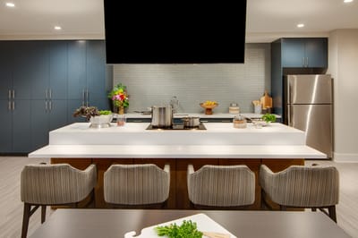 Modern kitchen interior with cooking materials