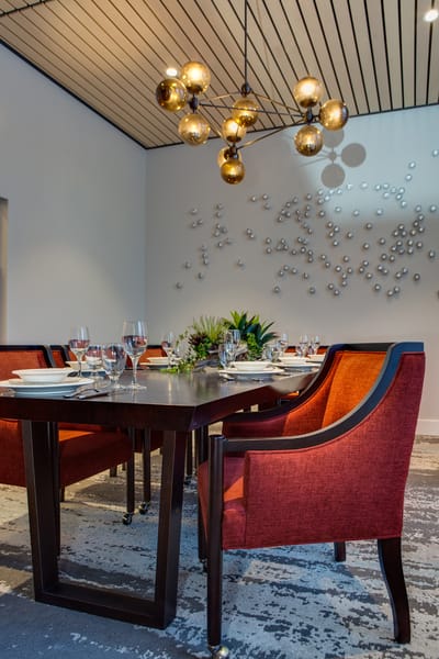 Elegant dining room set for a meal