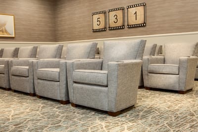 Comfortable seating in a welcoming activity room