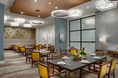 Elegant dining room set for a meal service