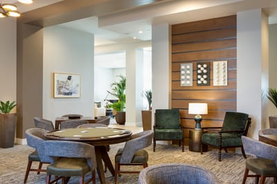 Interior common area with seating and artwork