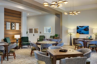 Interior common area with seating and artwork