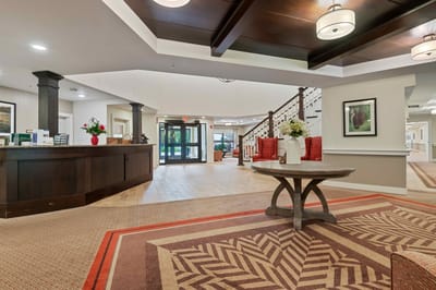 Interior lobby area of a senior living facility