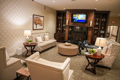 Common area with seating and television