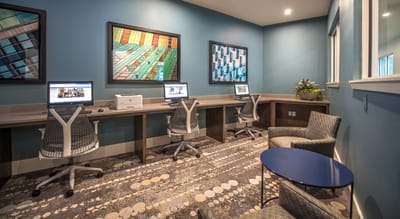 Interior view of a computer area in assisted living facility