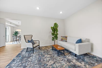 Modern common area with seating and decor