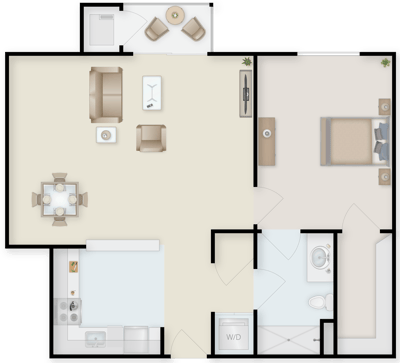 Architectural floor plan of a resident unit