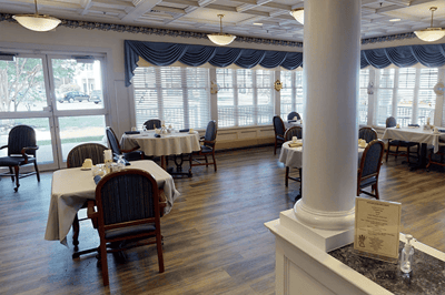 Dining area with tables and light decor