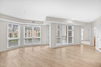 Bright, spacious interior room with large windows