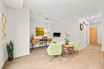 Cozy interior of a senior living unit with furniture