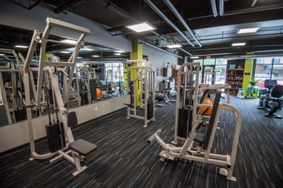 A well-equipped fitness center with exercise machines