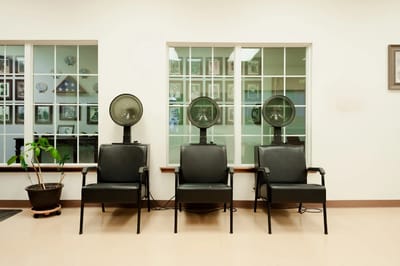 Interior view of a salon area with chairs