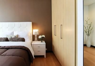 A well-decorated bedroom with a cozy atmosphere