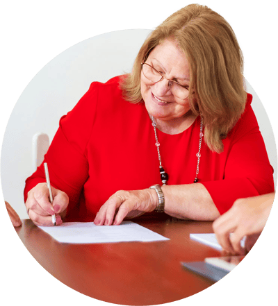 Resident engaging in an activity at a table