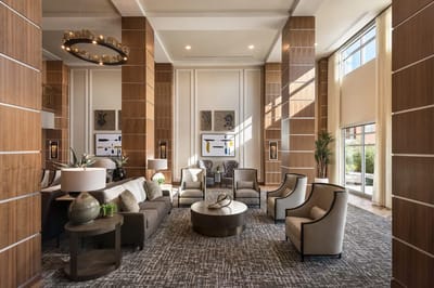 Bright and spacious lounge area with seating