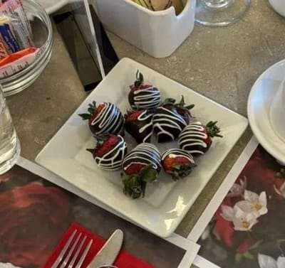 Plate of chocolate-covered strawberries